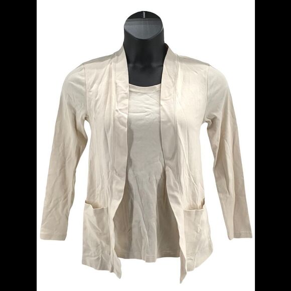 Isaac Mizrahi Live! Tops - Isaac Mizrahi Live! Essentials Pima Cotton Layered Look Vanilla Bean - Regular